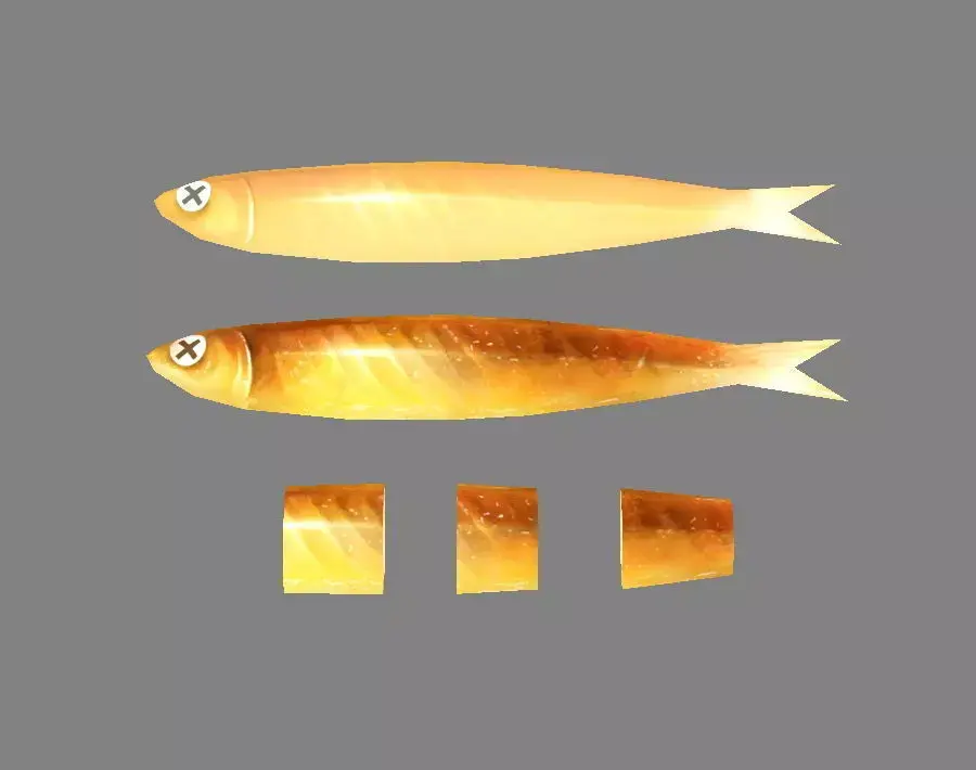 Cartoon fried fish Low-poly 3D model