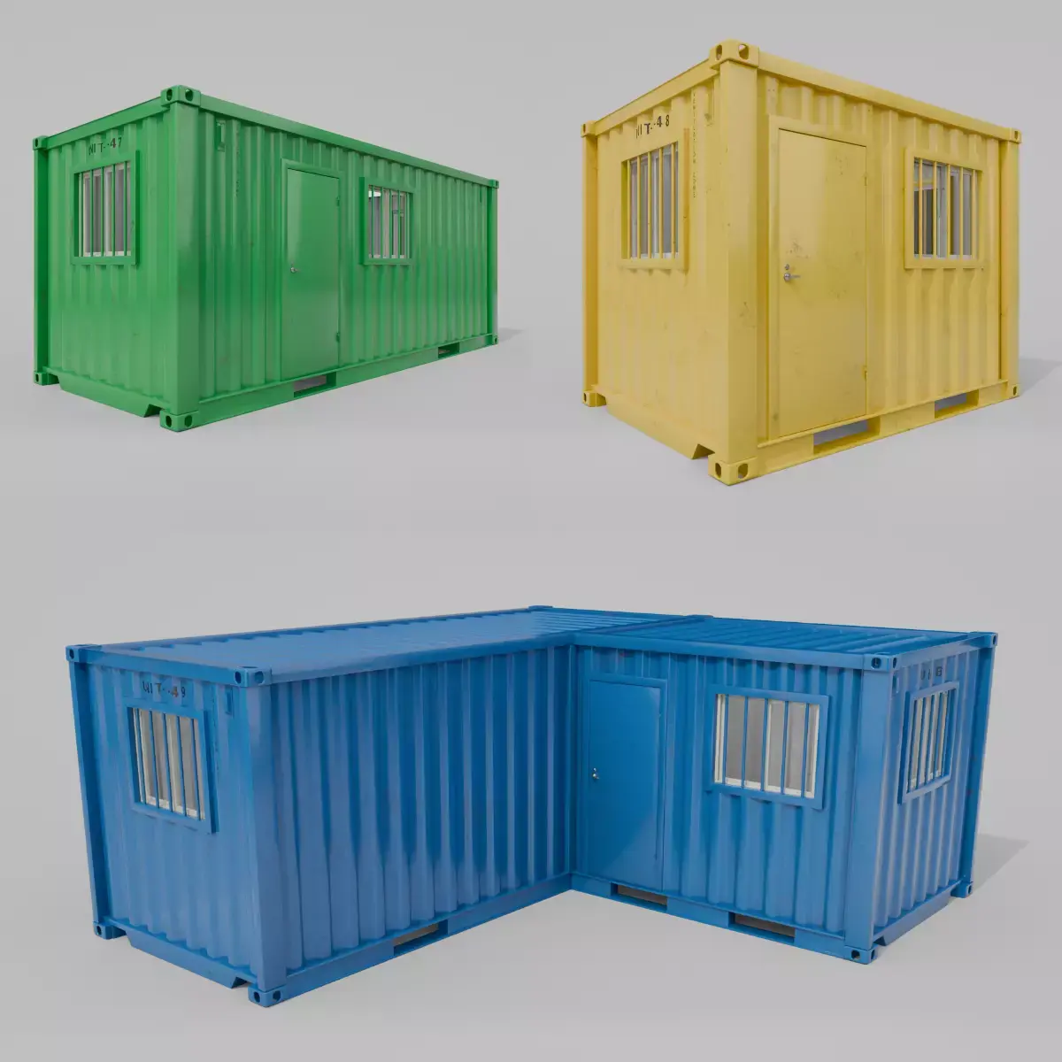 Modified Shipping Containers Room Set 3D Model Pack