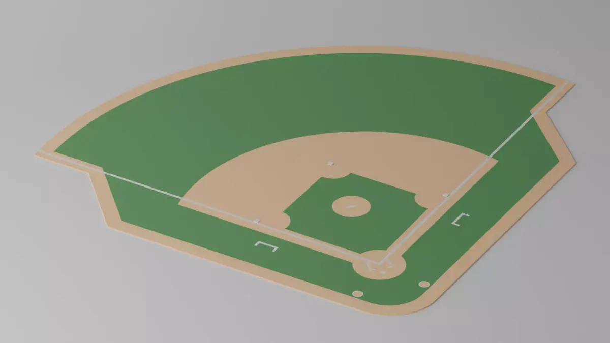 Cartoon Lovely Baseball Field Low-poly 3D model