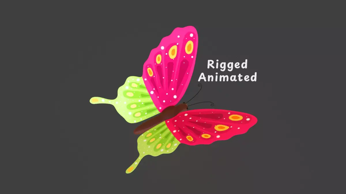 Butterfly Wing Flapping 7 Animated Low-poly 3D model