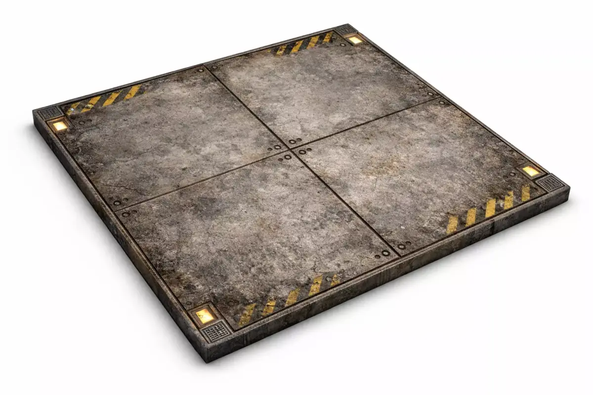 Sci-Fi Wet Industrial Floor Panel - PBR Low Poly Game Ready Low-poly 3D model