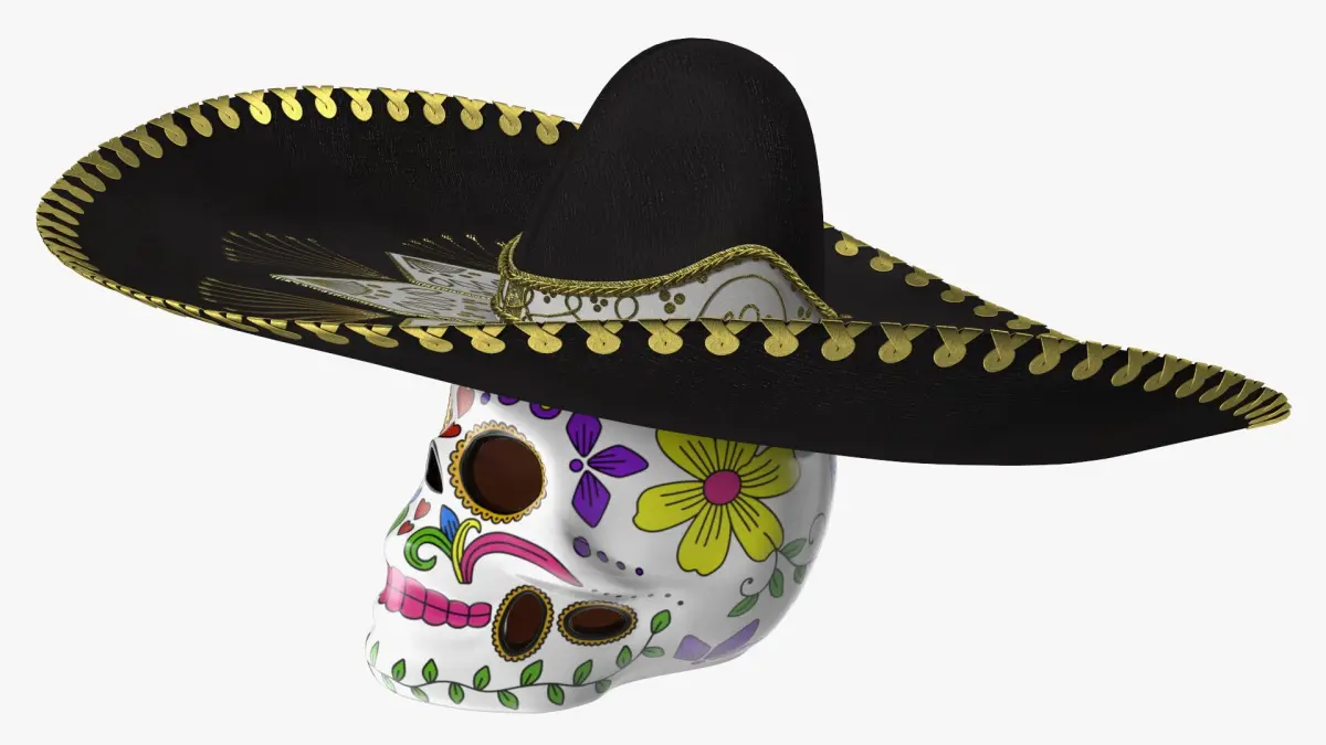 Mariachi Skull with Sombrero 3D model