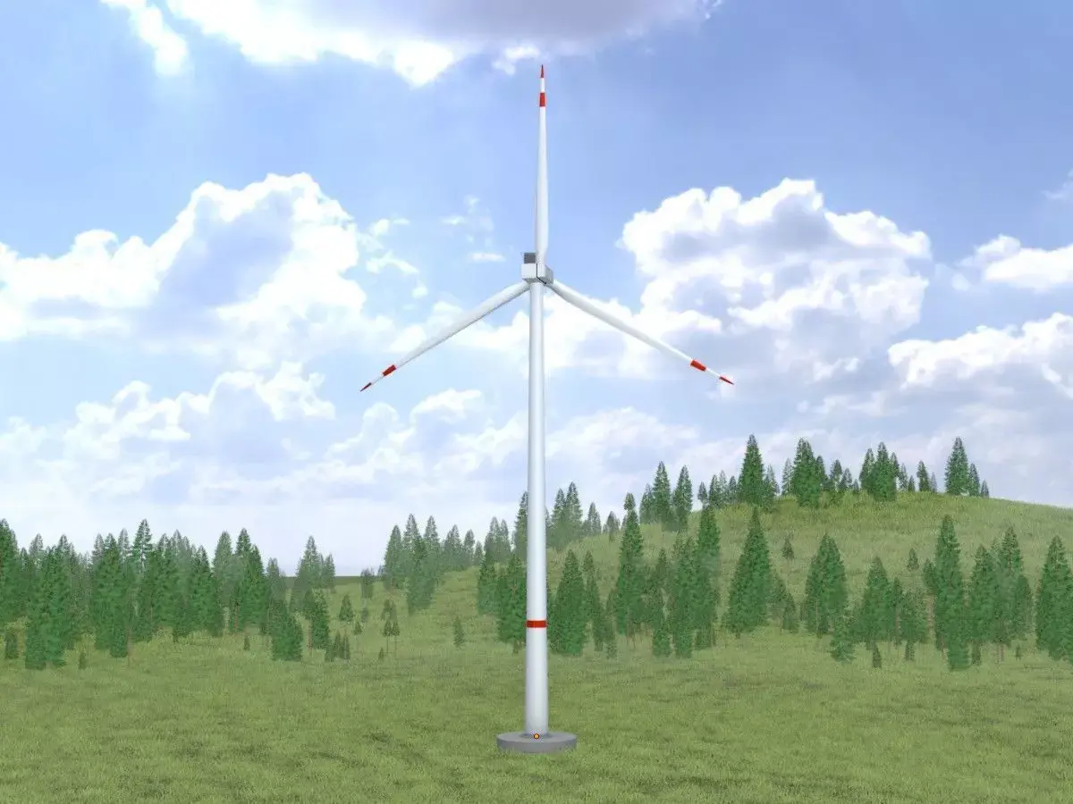 Wind-turbine with foundation V2 H-175 RD 172 m Low-poly 3D model