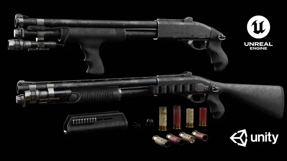 Remington 870 shotgun Low-poly 3D model purchase