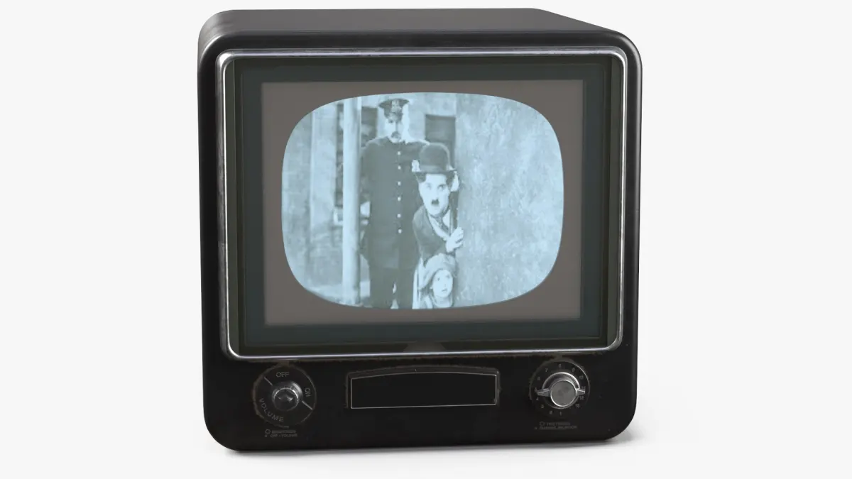 Vintage CRT Television with Active Screen 3D model