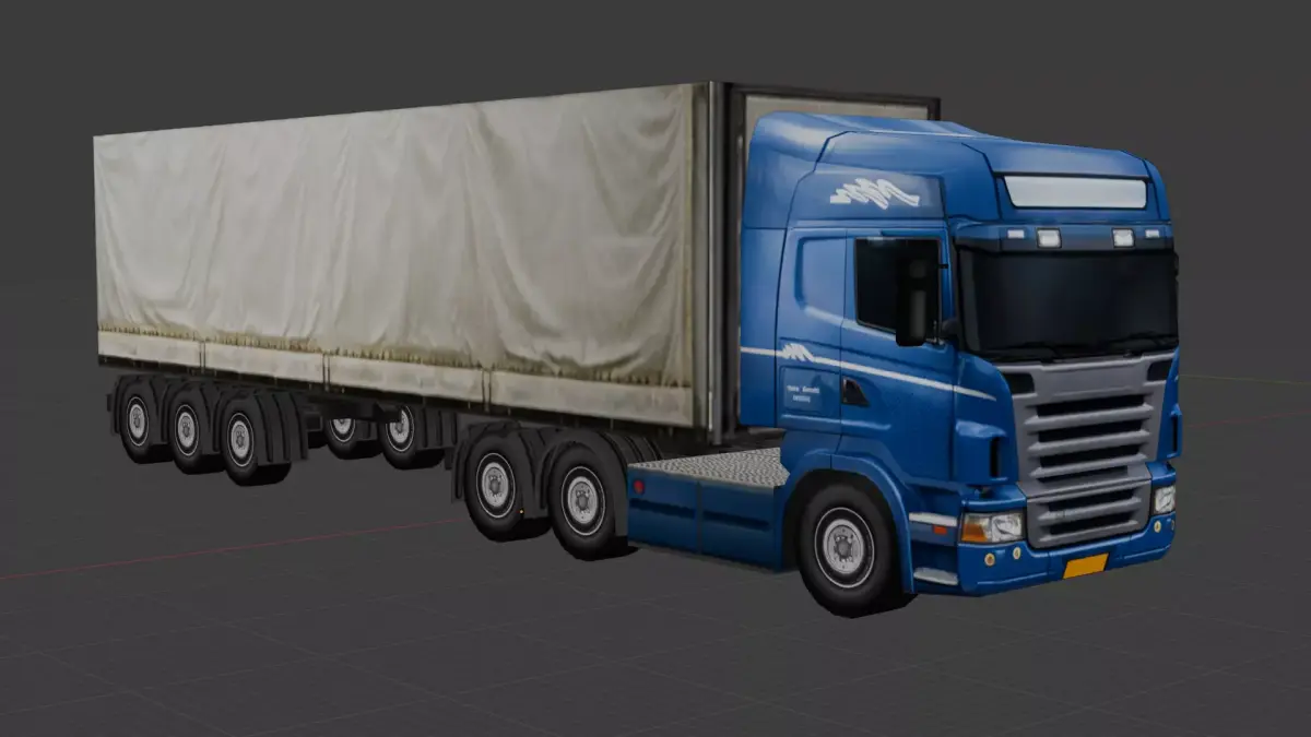  European Realistic Heavy  semi  Truck  8x4 unity game ready 03 Low-poly 3D model