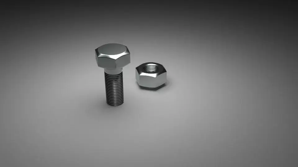Hex Bolt and Nut 3D model