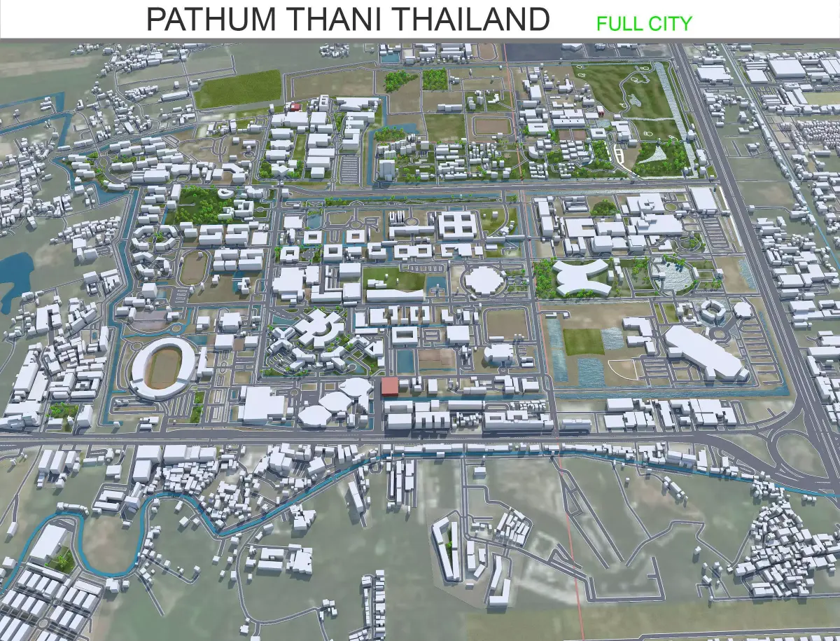 Pathum Thani Thailand 70km Low-poly 3D model
