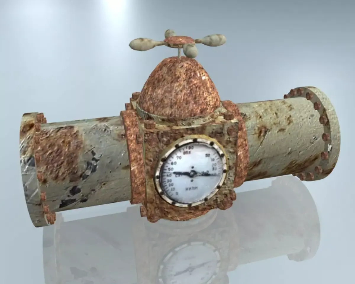 Rusted Pipe with Meter 3D model