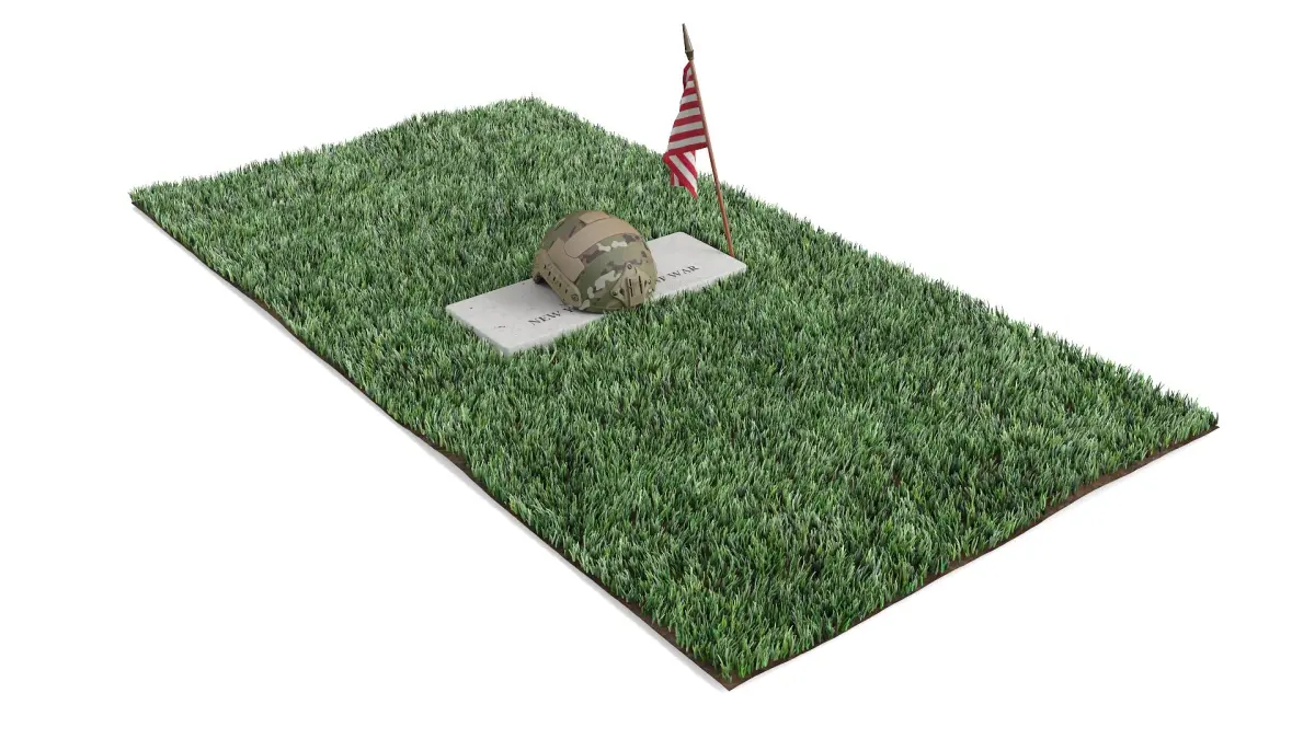 Soldier Grave with Helmet Fur 3D model