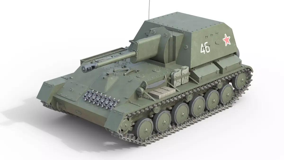 SU 76 Military Tank   Low-poly 3D model