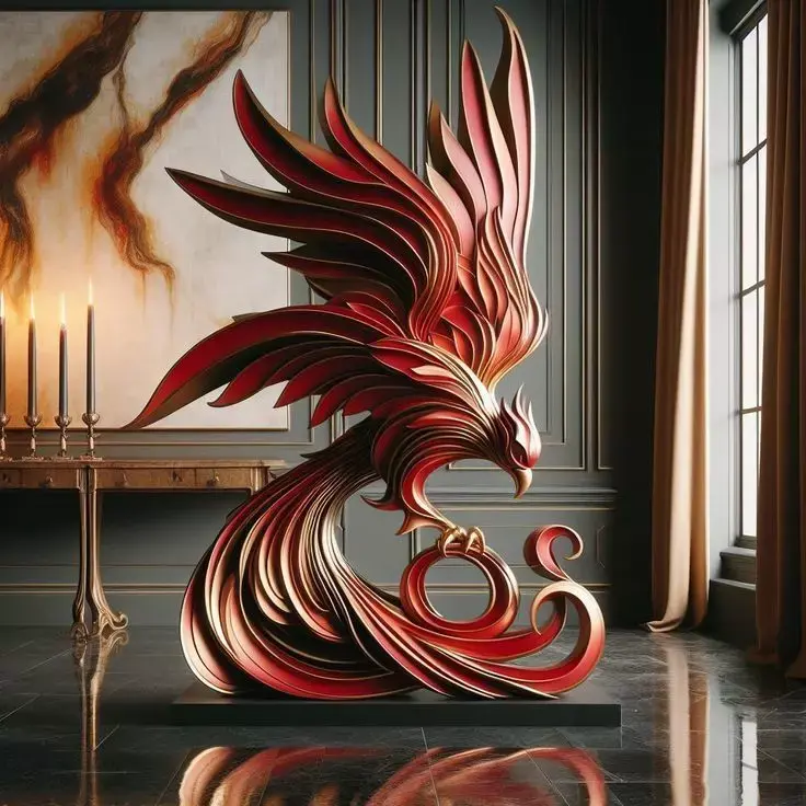 Phoenix Sculpture 3D Statue Low-poly 3D model
