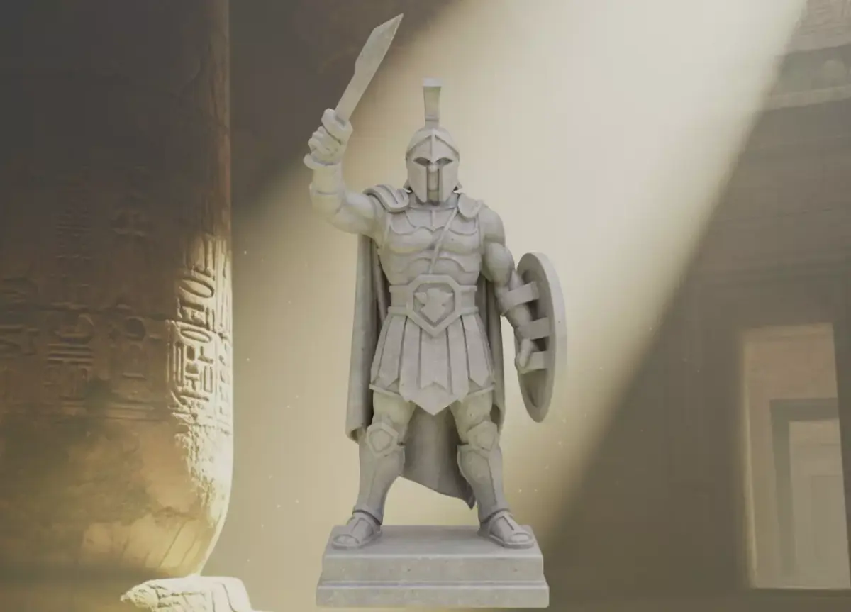 Stylized Spartan Warrior Statue Stone Printable 3D print model purchase