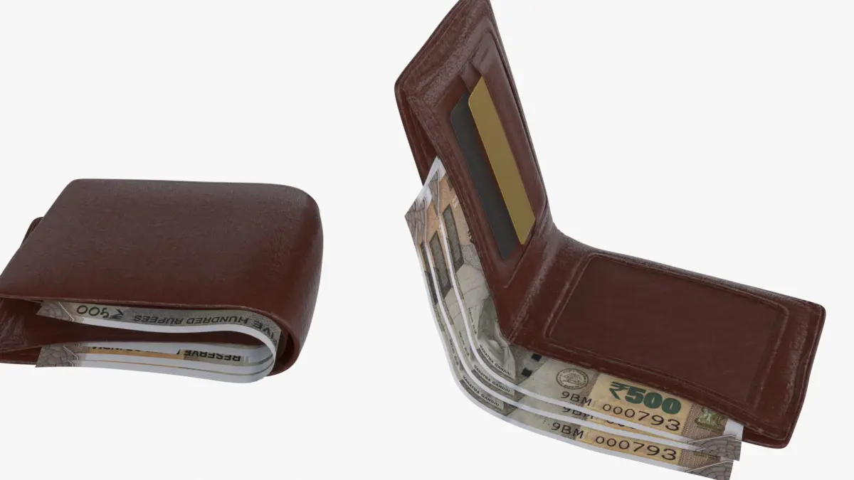India 500 Rupee Wallet Money Purse 3D model