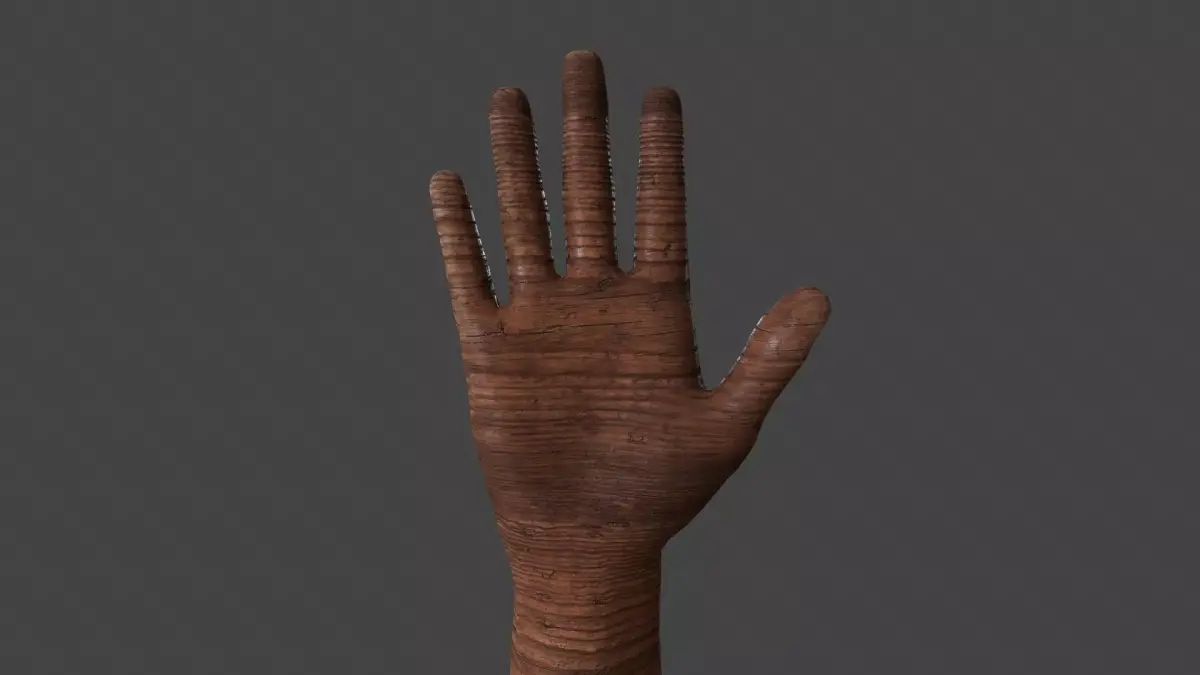 HAND-026 Wooden hand Low-poly 3D model