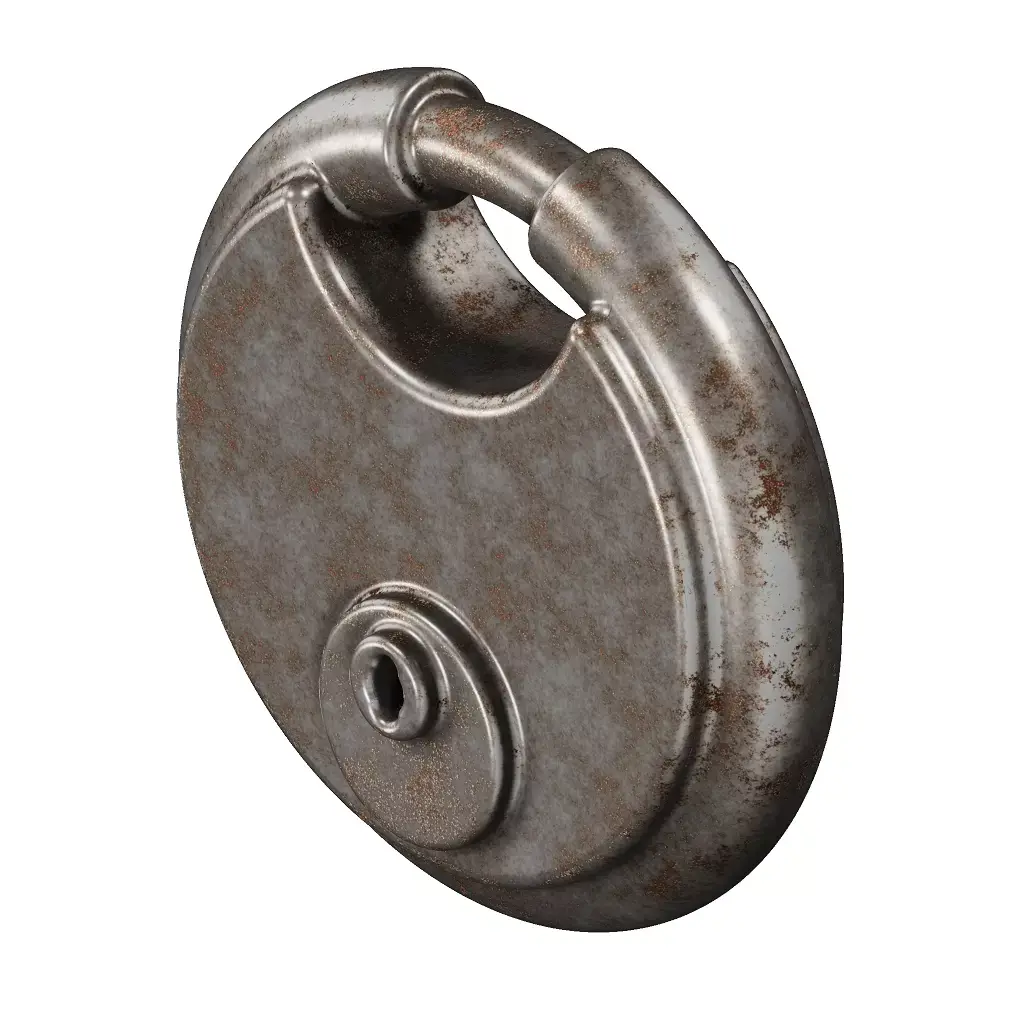 Rusty Steel Round Padlock 3D model