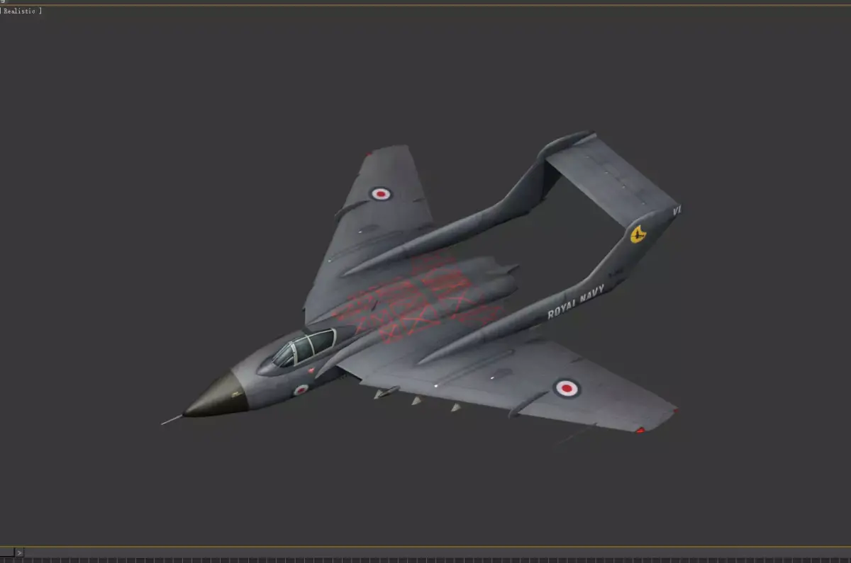 Sea Vixen FAW 1 Fighter Hand painted game model Low-poly 3D model