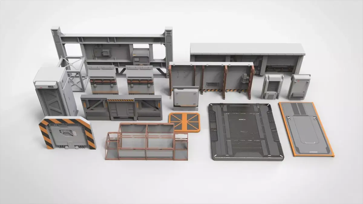 sci-fi Architecture kitbash 9 3D model