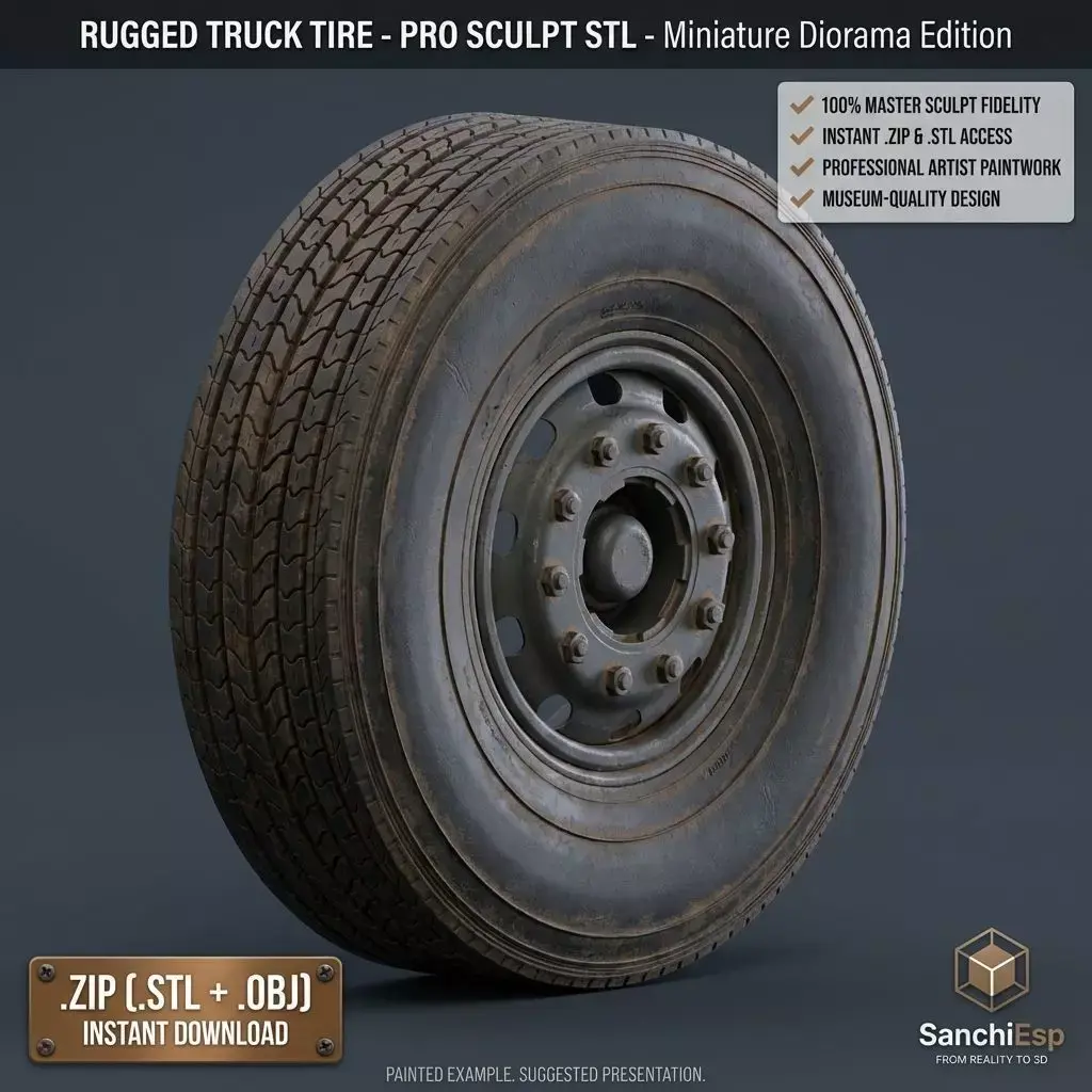  Rugged Truck Tire - High Performance 3D Printable Model 3D print model