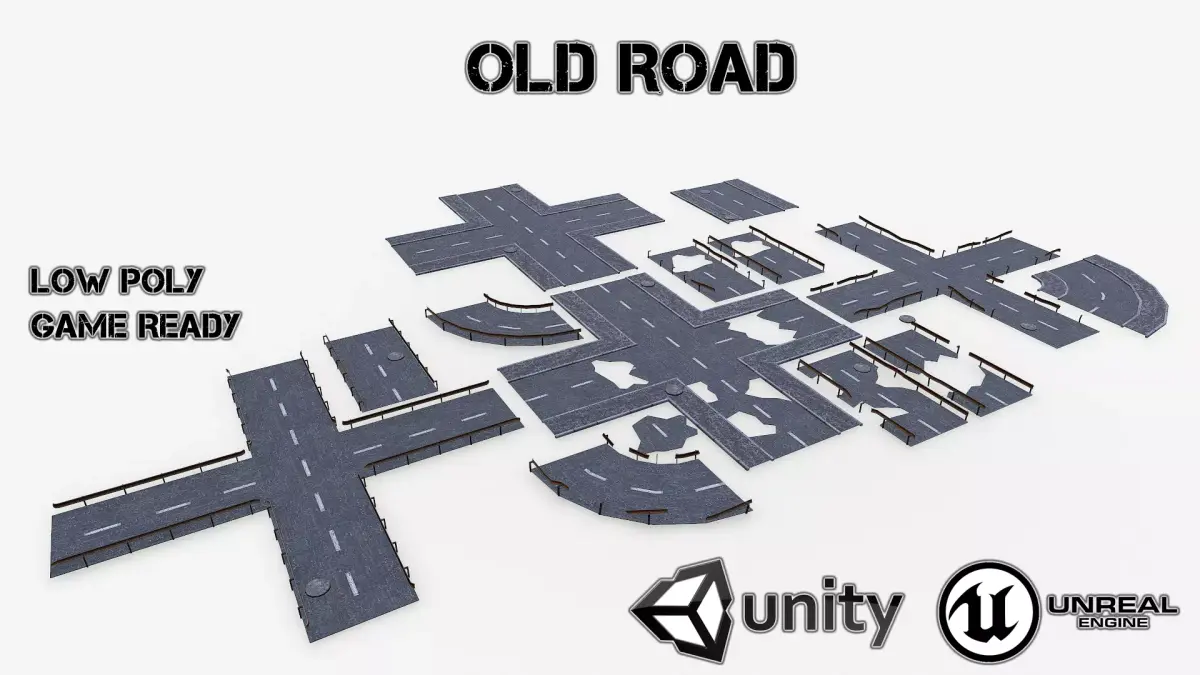 Old road Low-poly 3D model