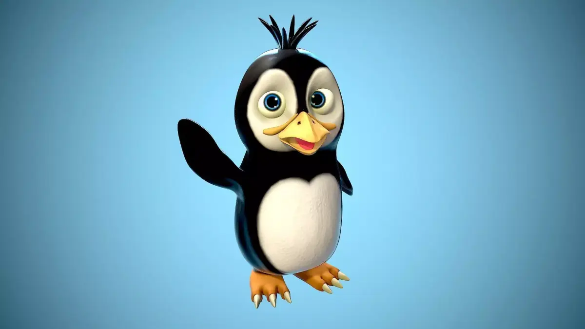 Cartoon penguin Low-poly 3D model get