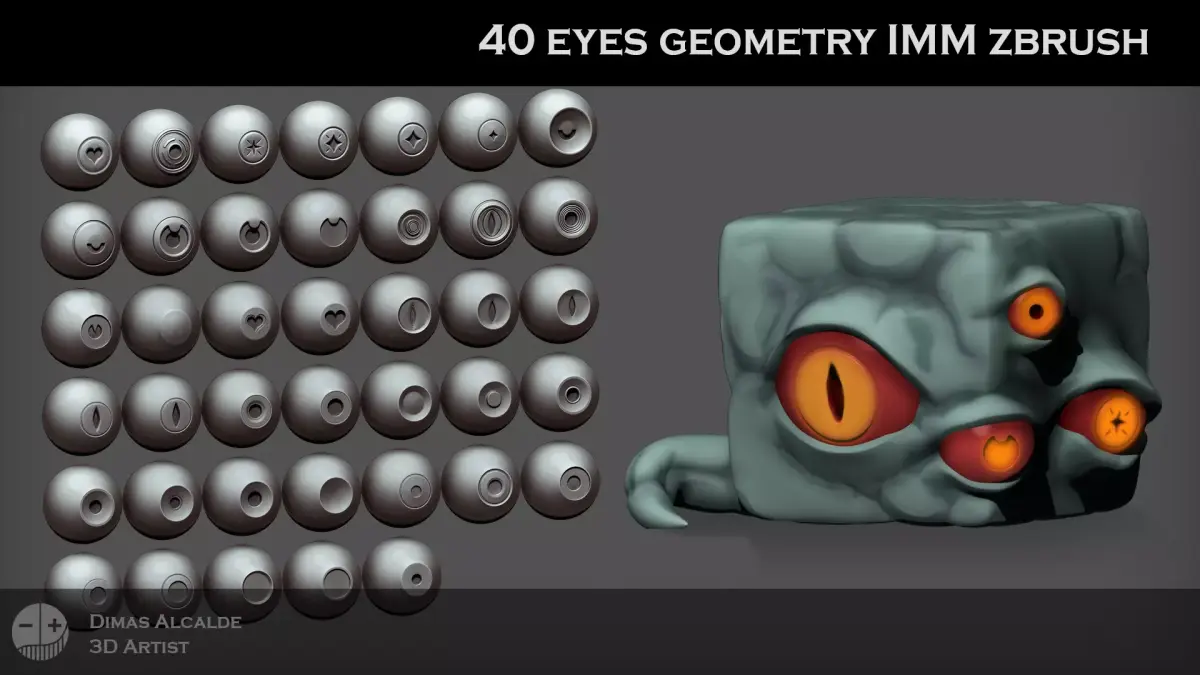 Eye Brush Gemetry IMM NEW Shapes Lowpoly for OTHER softwares Low-poly 3D model