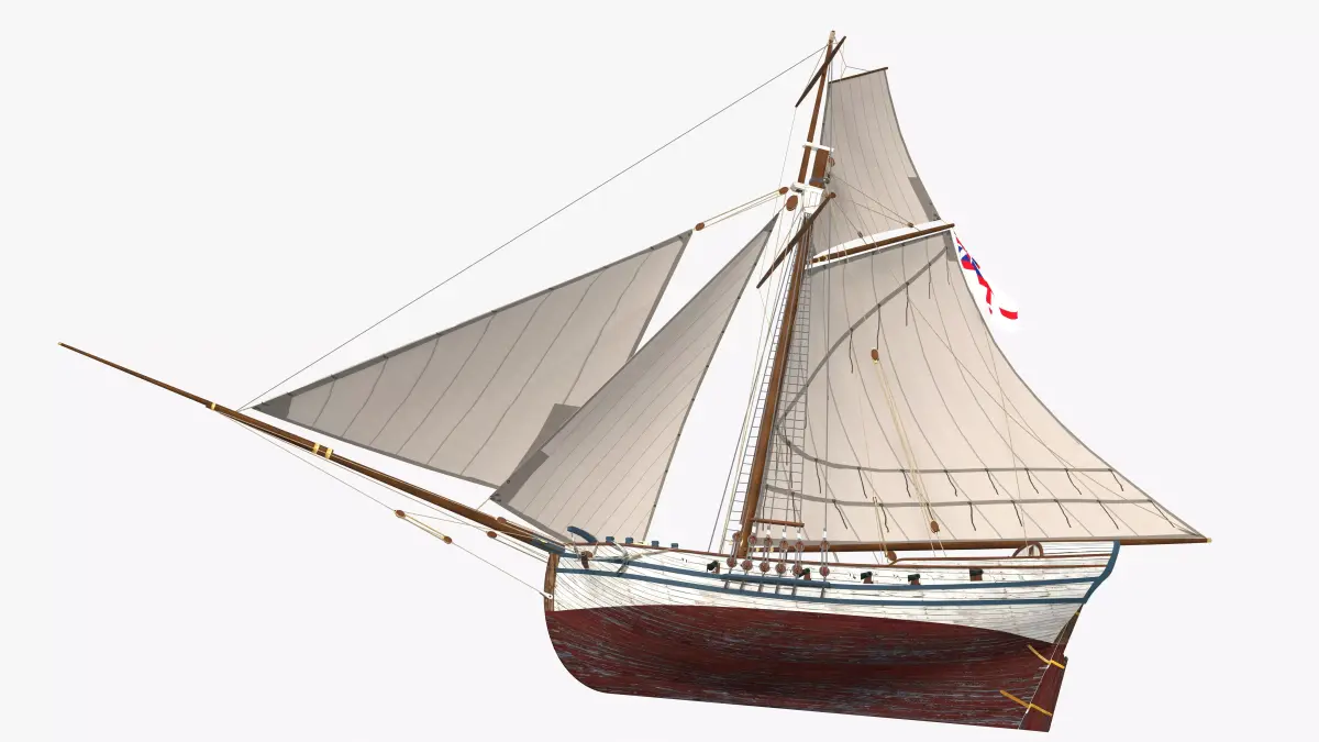 British Sloop MEDIATOR - Gunship 1745 Low-poly 3D model