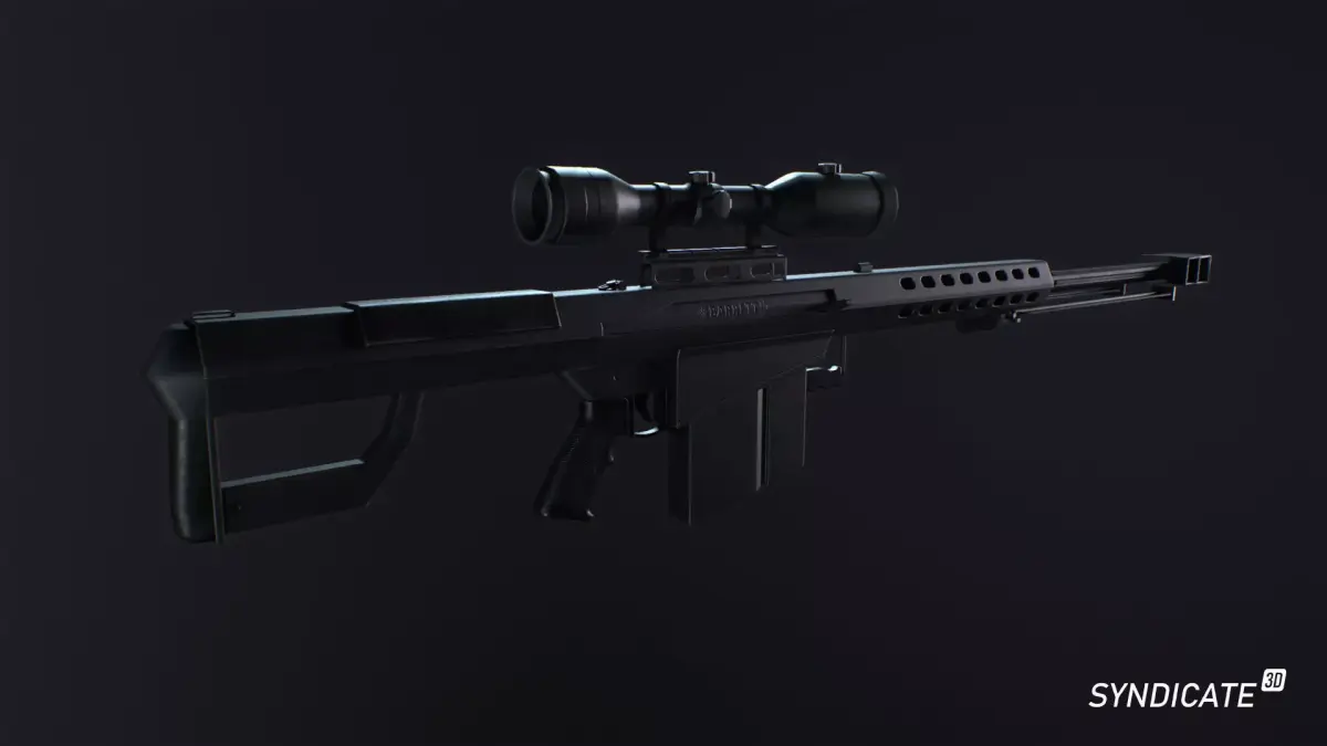 Barrett M82 Sniper Rifle Low-poly 3D model