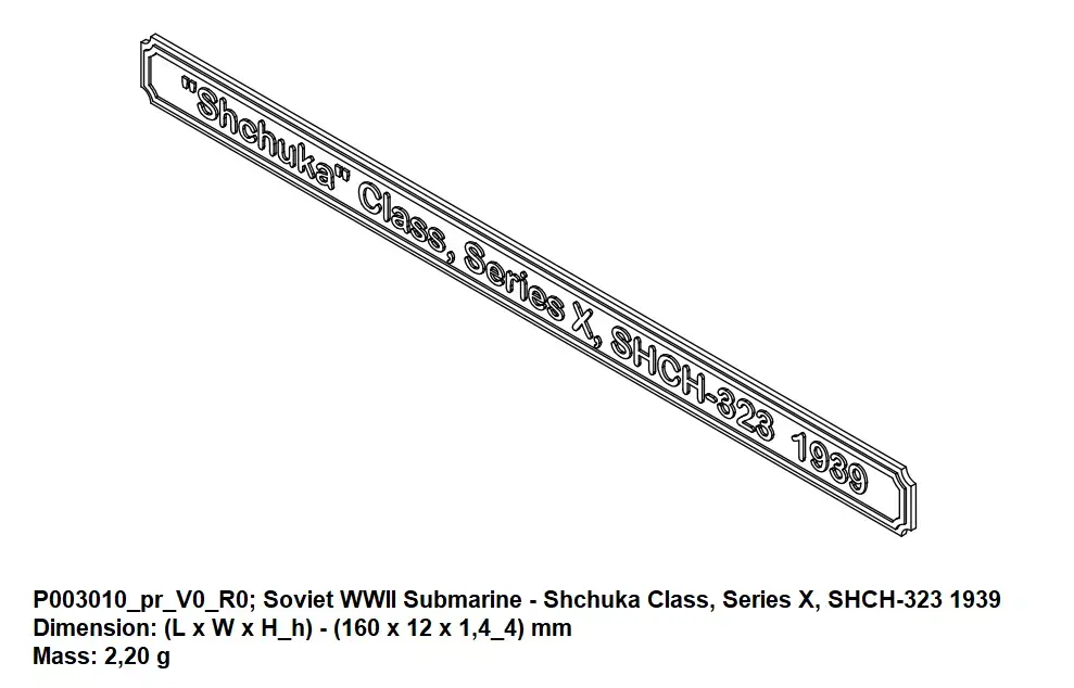 Nameplate - Soviet WWII Submarine Series X SHCH-323 1939 3D print model
