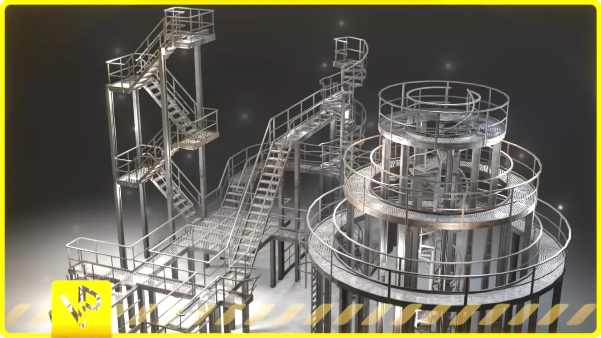 Stairs pack Low-poly 3D model