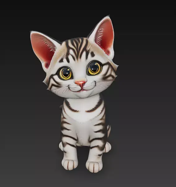 Optimized Low-Poly Kitten 3D Model UE5- Unity Real-Time Ready Low-poly 3D model shop