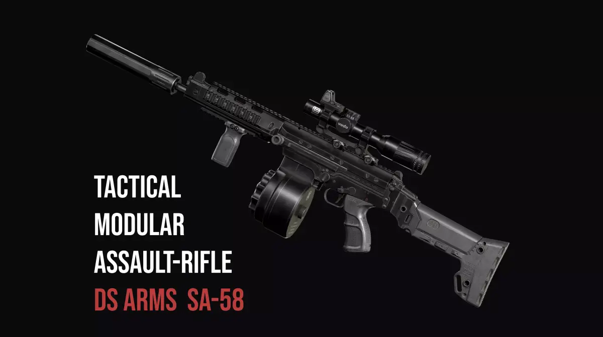 Tactical modular assault rifle DS Arms SA 58 FAL  Low-poly 3D model