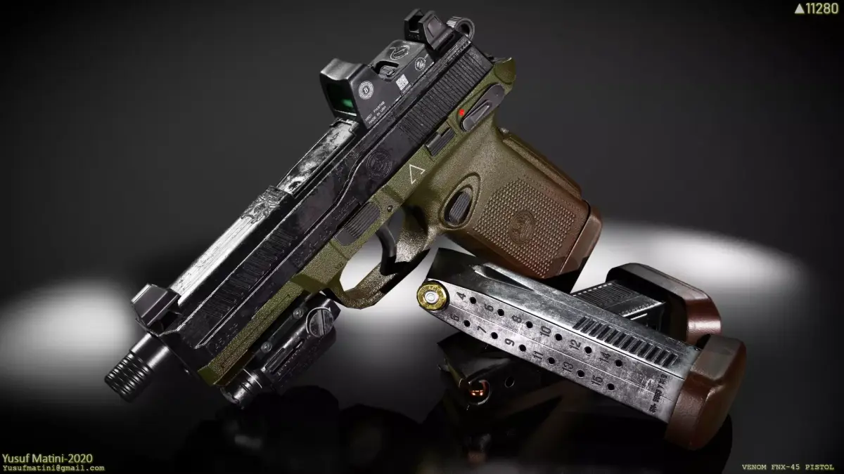 FNX-45 Venom Pistol Low-poly 3D model
