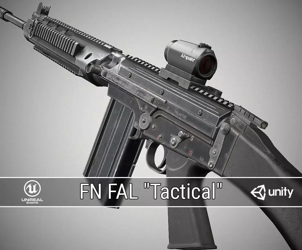 FN FAL Tactical Low-poly 3D model