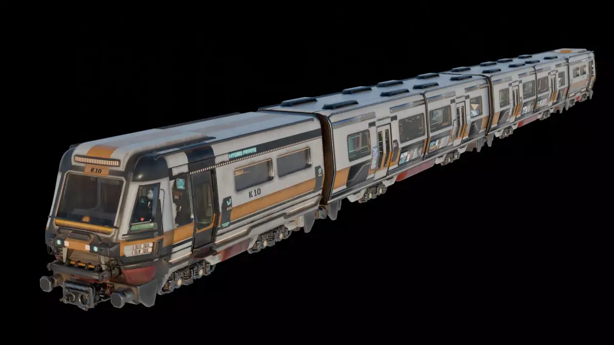 Sci-Fi Futuristic Metro Train Fully Rigged  High-Detail 3D model