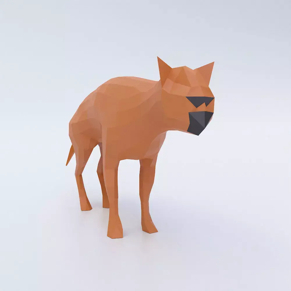 Cat low poly 3d model polygonal hyena Low-poly 3D model