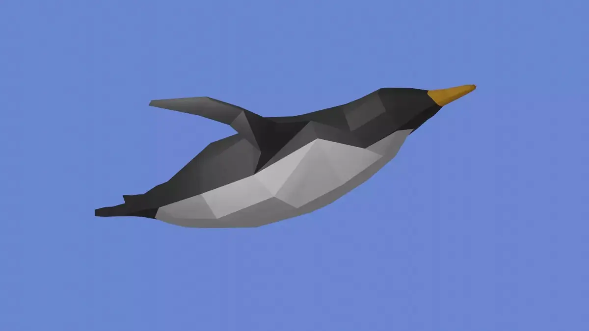 Penguin flying Free low-poly 3D model