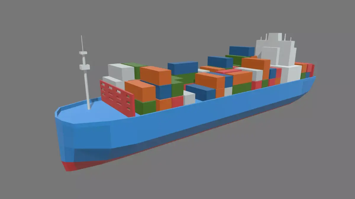 Low Poly Cargo Ship 01 Low-poly 3D model