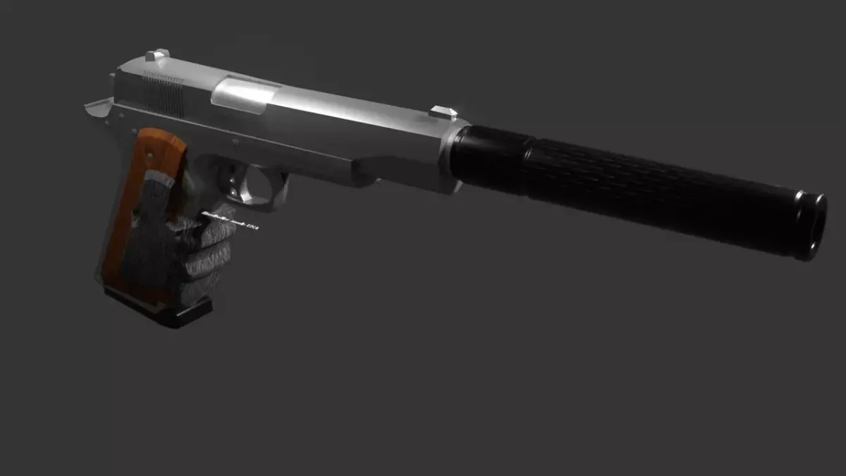  silverballer gun Game ready Low-poly 3D model