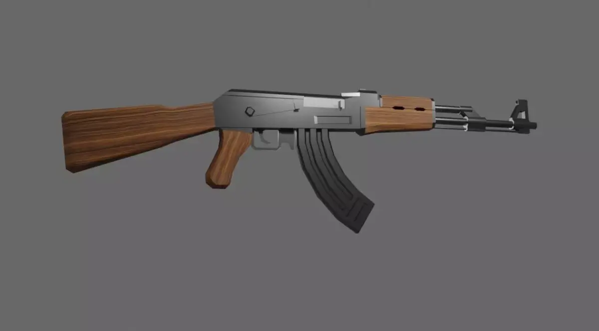 AK-47 Rifle Dark wood - Machinegun - Fuzil - Metralhadora Low-poly 3D model