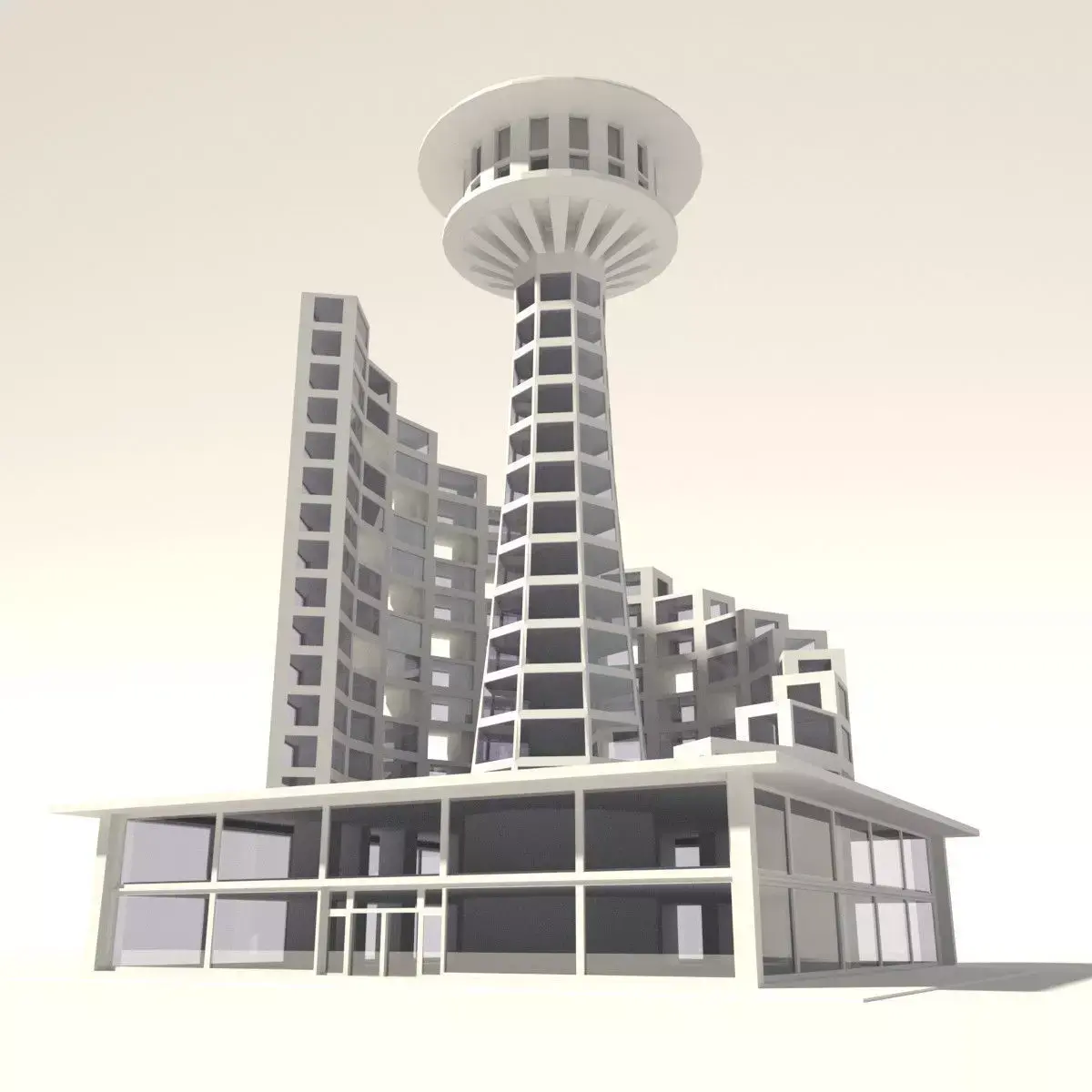  Multi purpose building Low-poly 3D model