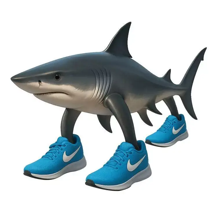 Shark Running Shoes 3D Funny Animal Character Sneakers Low-poly 3D model