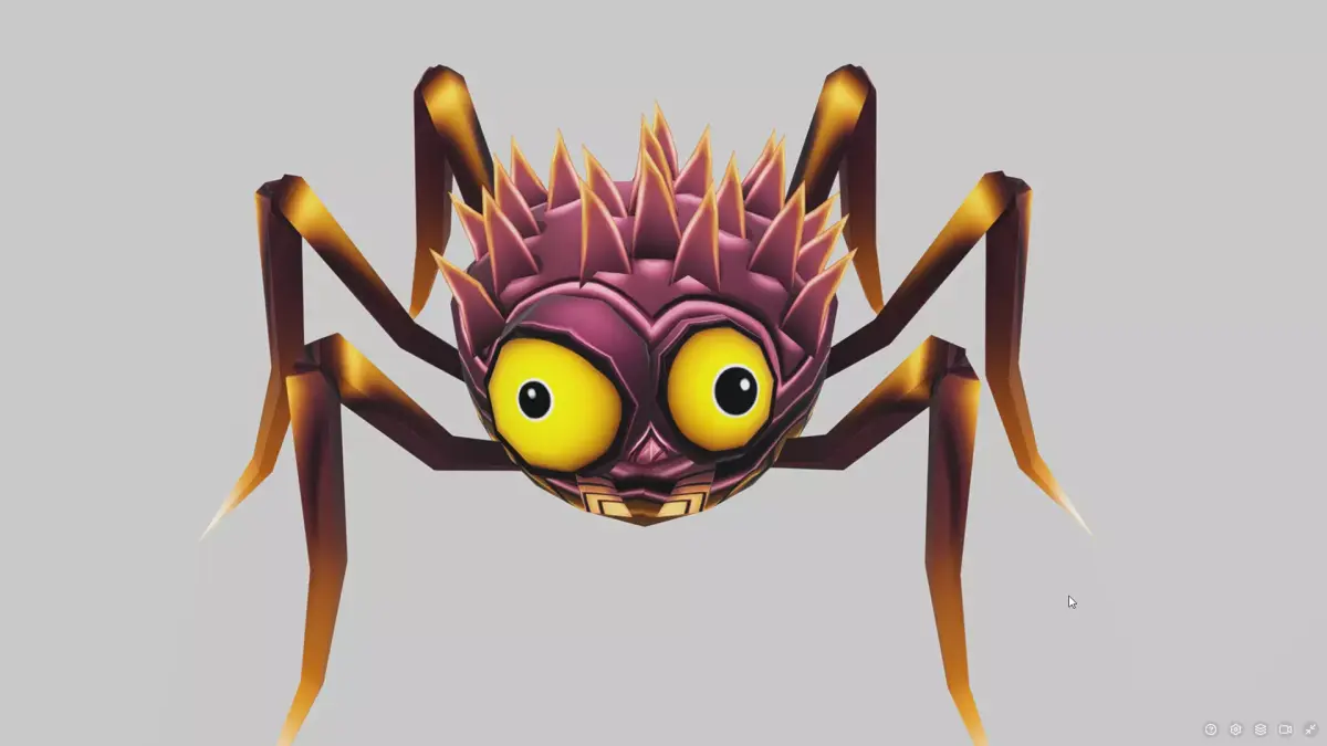 Pink Spider Insect Cartoon Parasite Lowpoly Low-poly 3D model