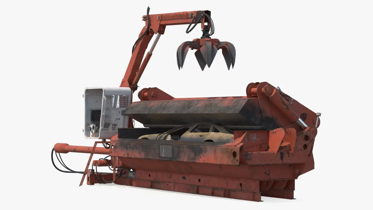 Portable Metal Baler with Scrap Car  purchase 3D model