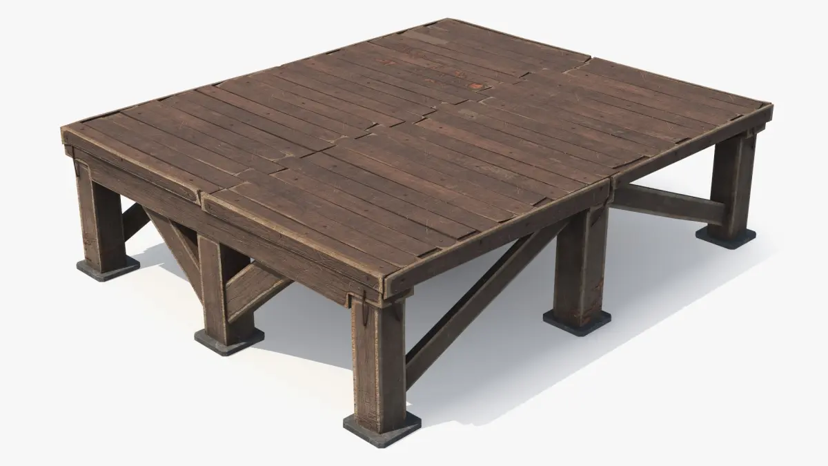 Old Timber Podium Reinforced Frame 3D model