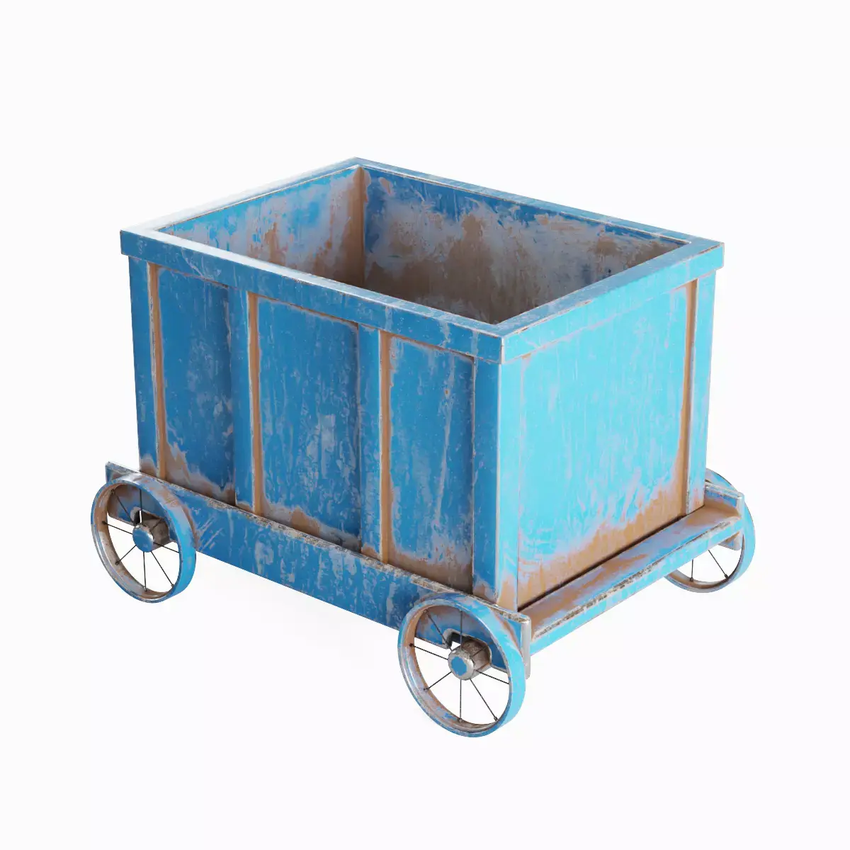 Old Mining Trolley 04 Low-poly 3D model