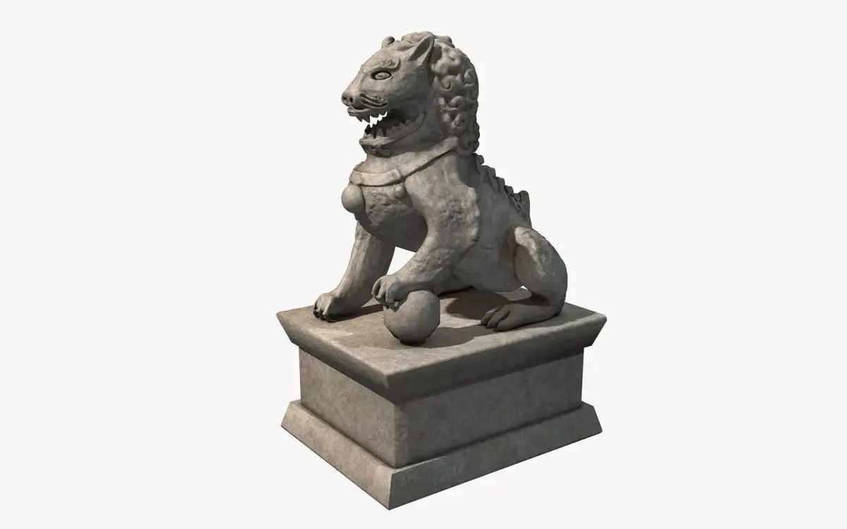 Chinese stone lion Low-poly 3D model