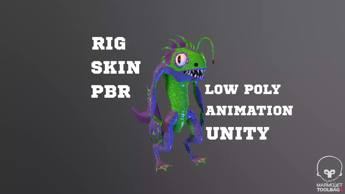 Sea monster man game ready low poly pbr 3d model Low-poly 3D model