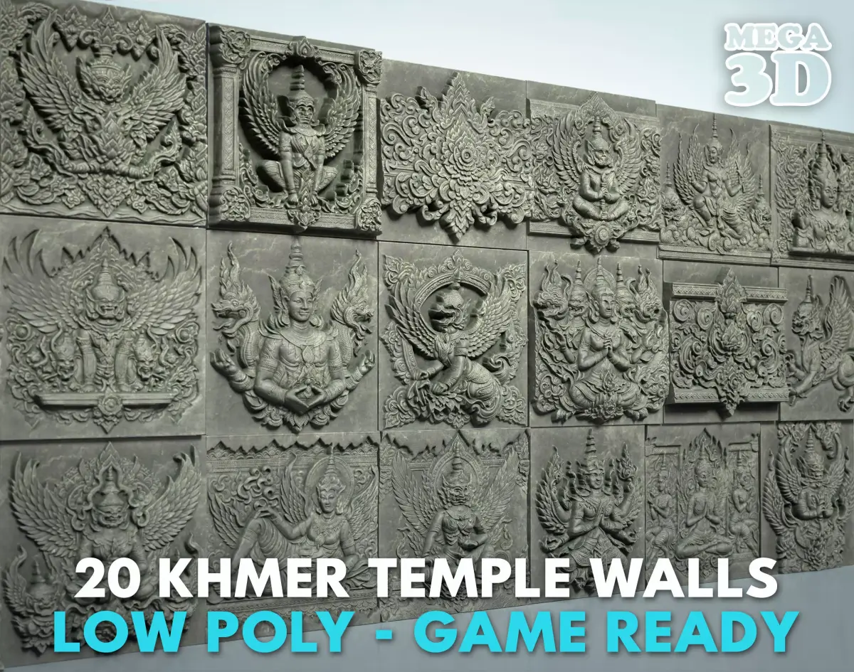 Low poly Khmer Walls - 240427 Low-poly 3D model