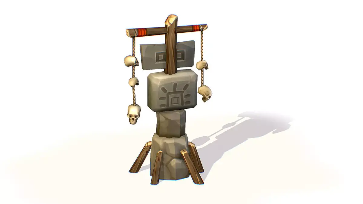 Handpaint Cartoon Stone Memorial Totem Symbol Low-poly 3D model purchase